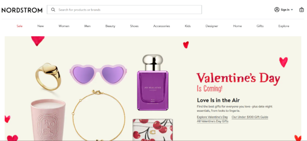 nordstrom valentine's web design