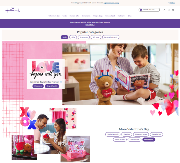 hallmark valentine's website design